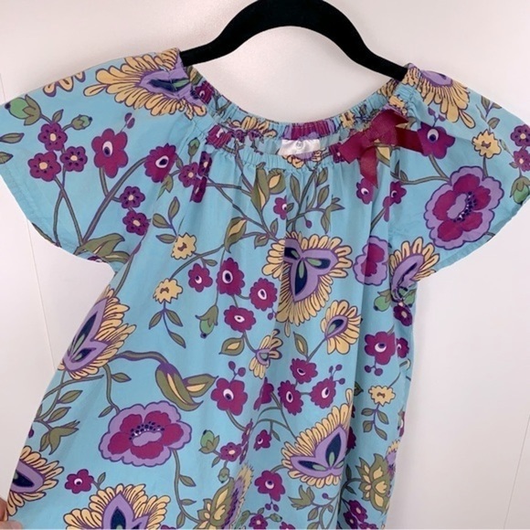 Hanna Andersson Girl’s 12/150 cm Blue Floral Multicolor Cotton Dress Ribbon - Picture 2 of 6